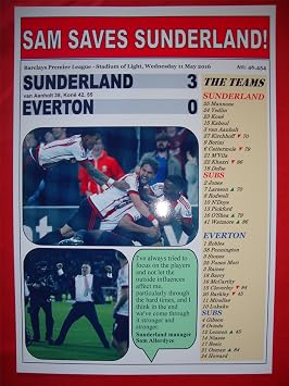 Sunderland 3 Everton 0 - 2016 - souvenir print