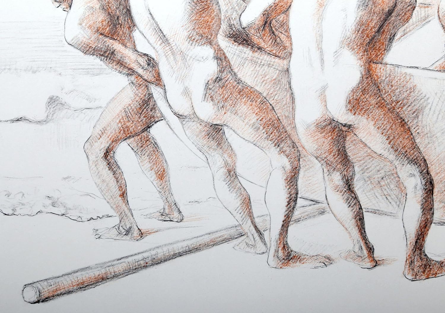 Francisco Zuniga, Hombres con Barca II (State II) Lithograph on Gray Rives BFK Paper, signed, numbered and dated in pencil