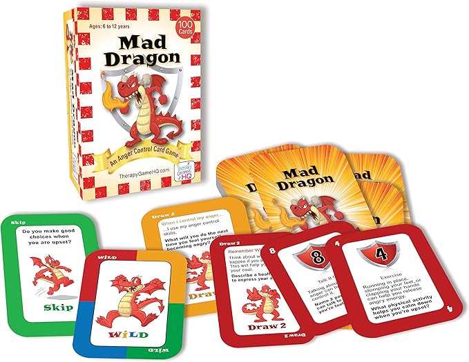 Mad Dragon - an Anger Control Card Game for Kids Aged 6 to 12. Fun and Therapeutic Card Game Teaching Anger Control.