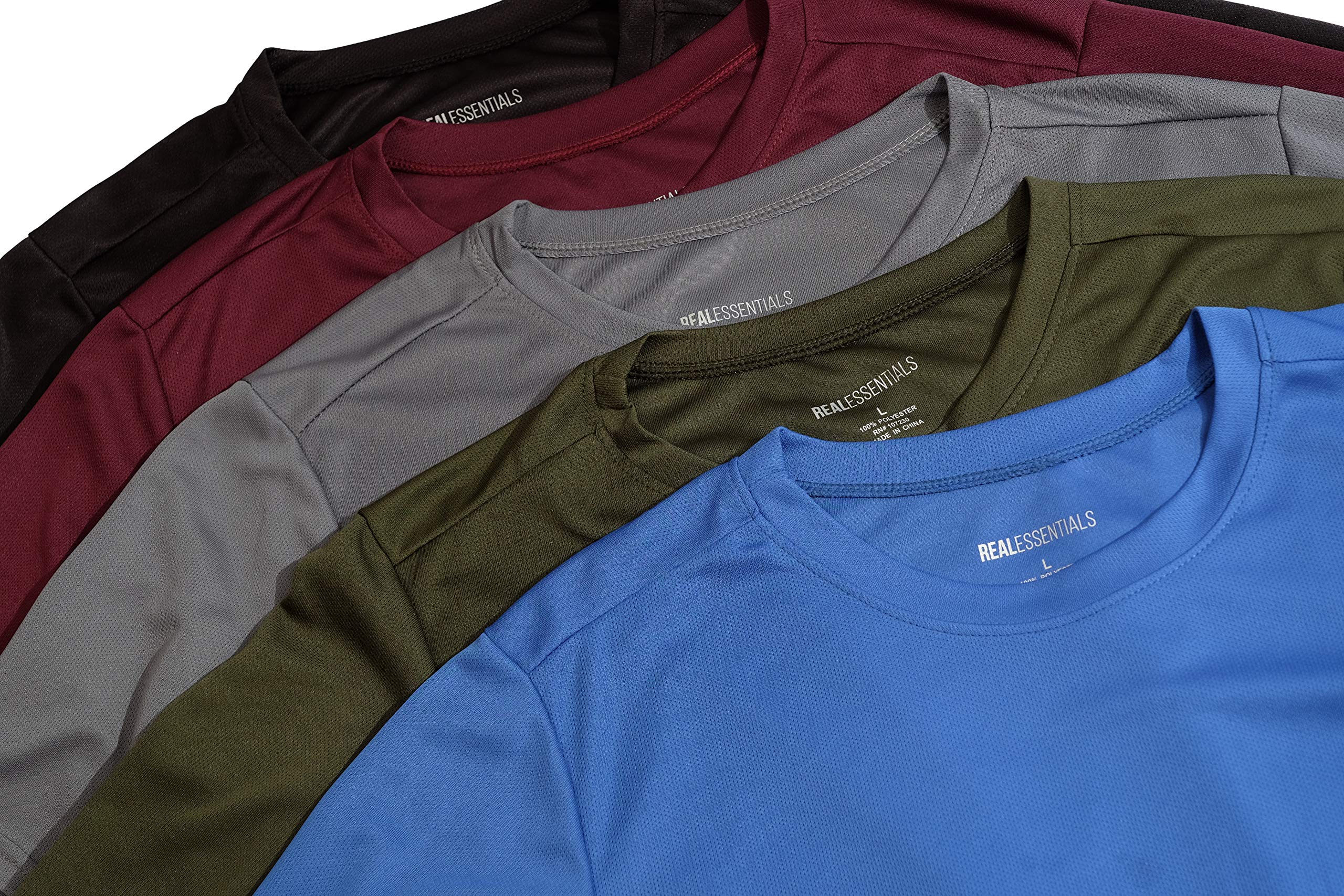 Real Essentials 5-Pack Men's Mesh Performance Short Sleeve Shirts – Quick Dry & Ultra Soft - View #3