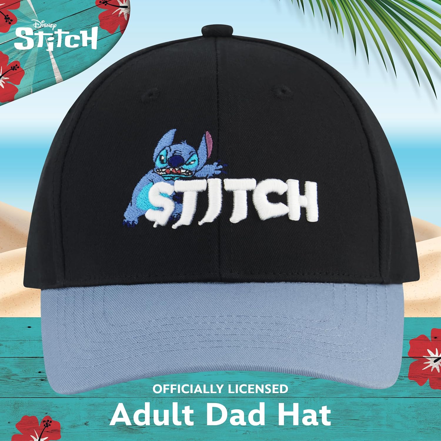 Disney Stitch Dad Hat, Adult Cotton Baseball Cap with Curved Brim
