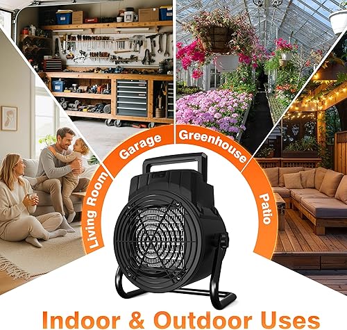 Miniatura 7 de Auertech Calentador de invernadero con termostato y control remoto, calentador eléctrico de 1500 W con temporizador de 12 horas y cable extendido de