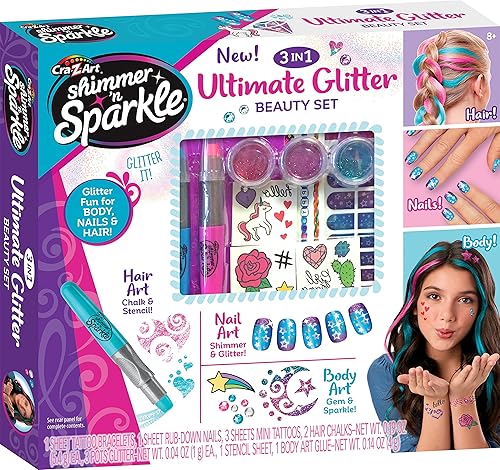 Cra-Z-Art Shimmer 'N Sparkle 3 en 1 Ultimate Glitter Beauty Set