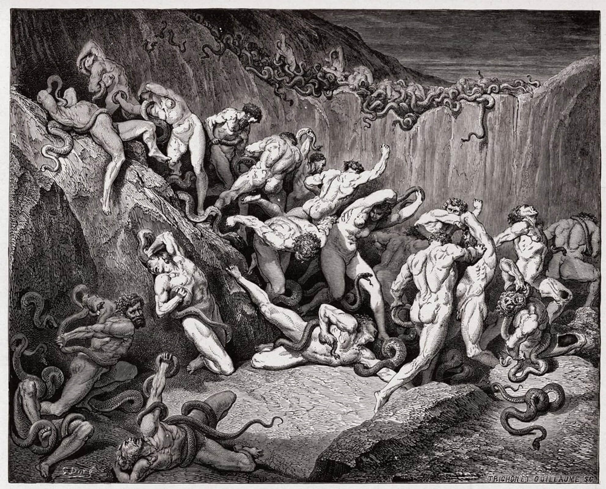 HRJUBWREE Oil Painting Prints on Canvas Painting Picture the Divine Comedy by Gustave Dore Artwork Canvas Prints for Office Decor 60x90cm