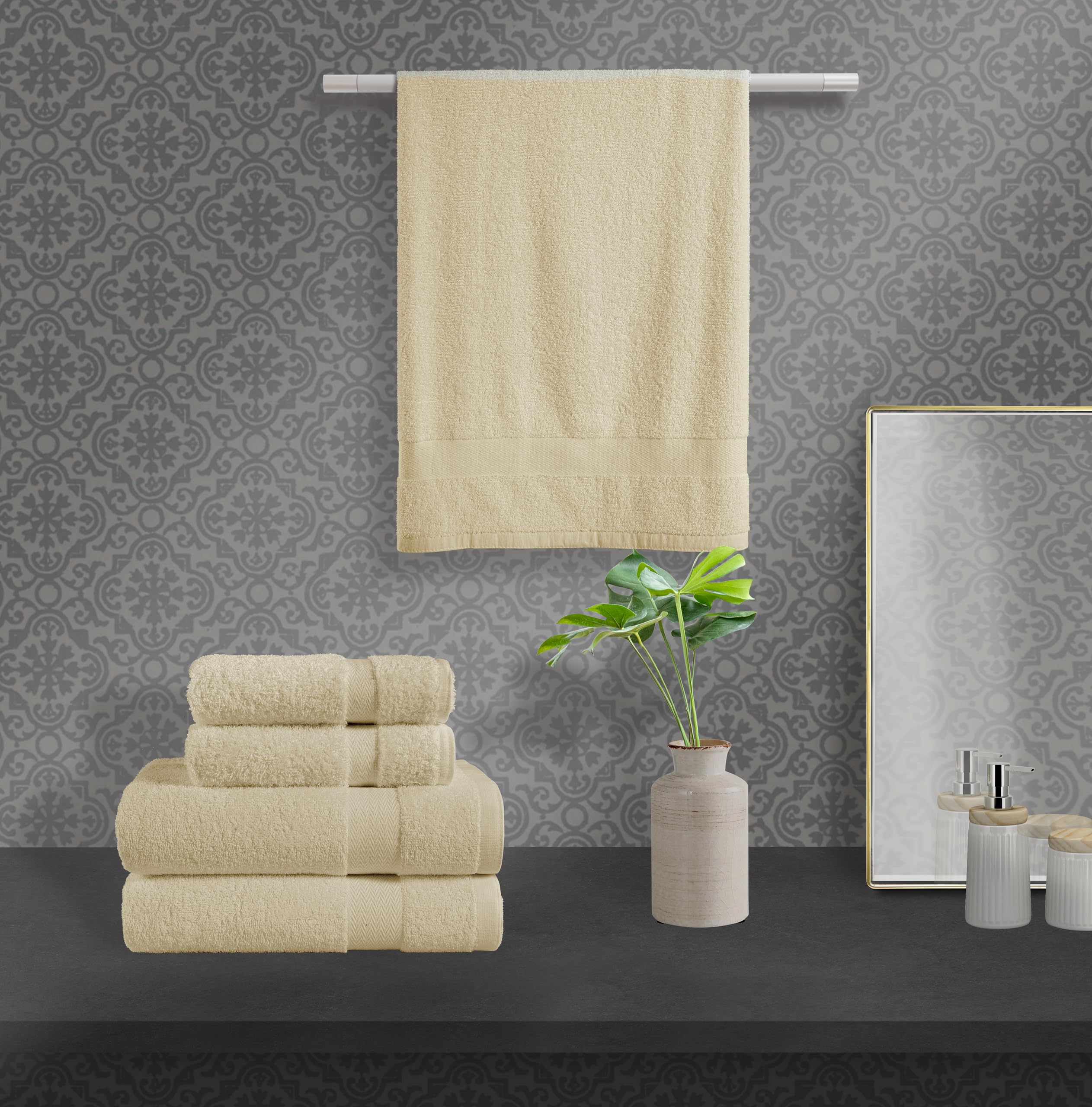 BolBom's 8-częściowy zestaw ręczników – ultramiękkie 100% czysta bawełna, 2 bardzo duże ręczniki kąpielowe, 61 x 130 cm, 2 ręczniki do rąk do łazienki 40 x 60, 4 ściereczki do mycia 30 x 30, ręczniki