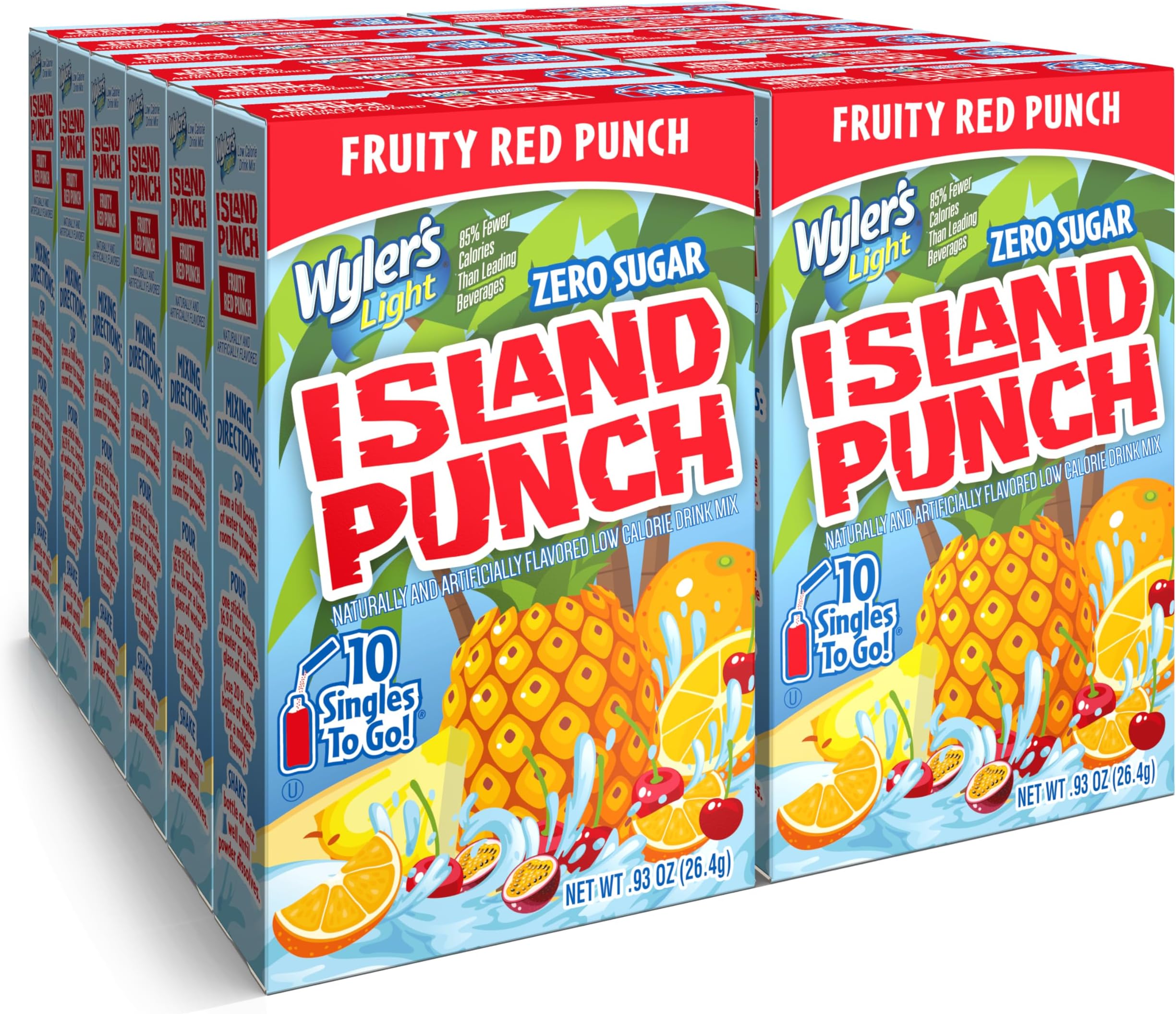 Wyler's Light Island Punch, Fruity Red Punch, 10 CT (Pack - 12)