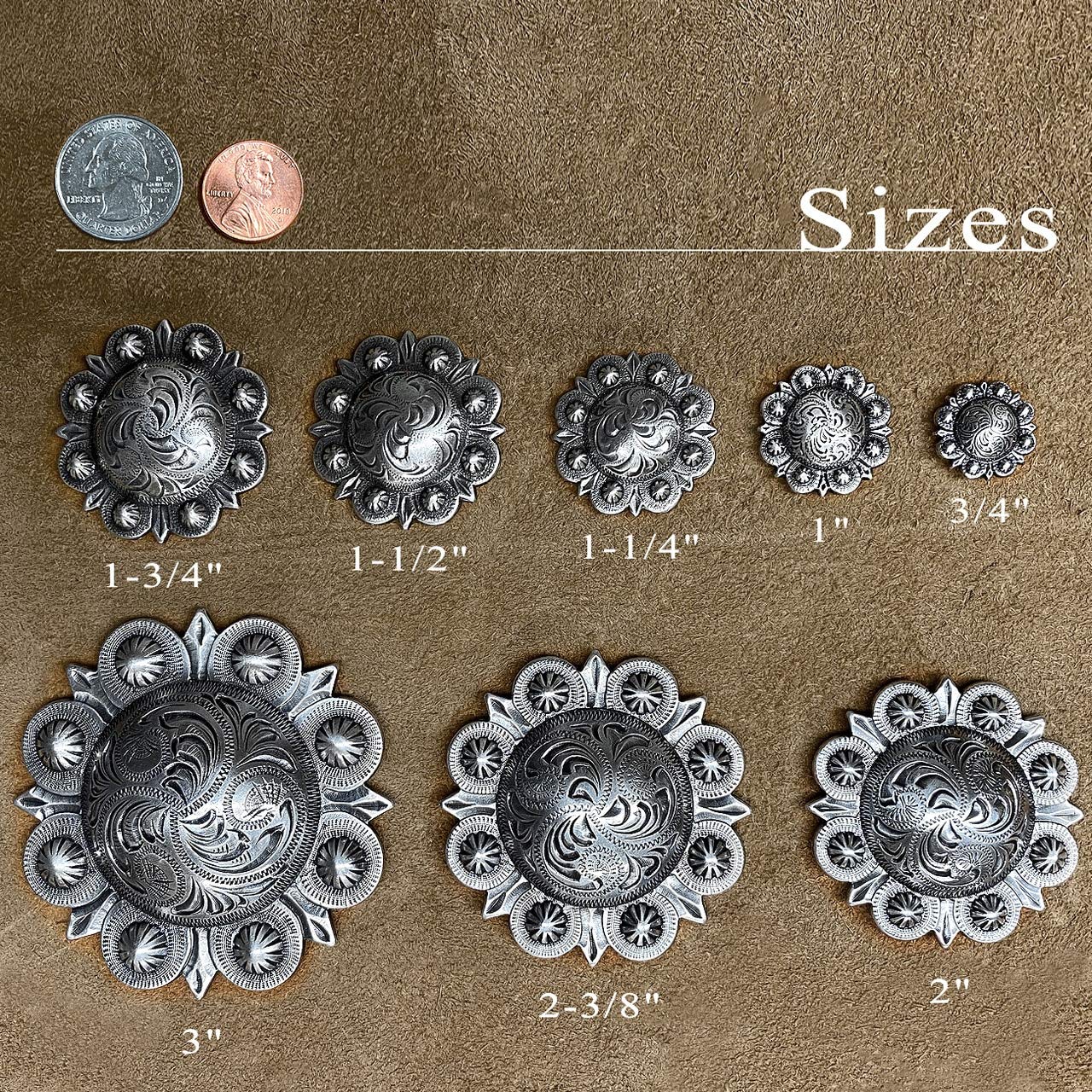 Lot De 6 Conchos (boucles) Fendus En Laiton Massif - Vintage Neuf, Stock Ancien