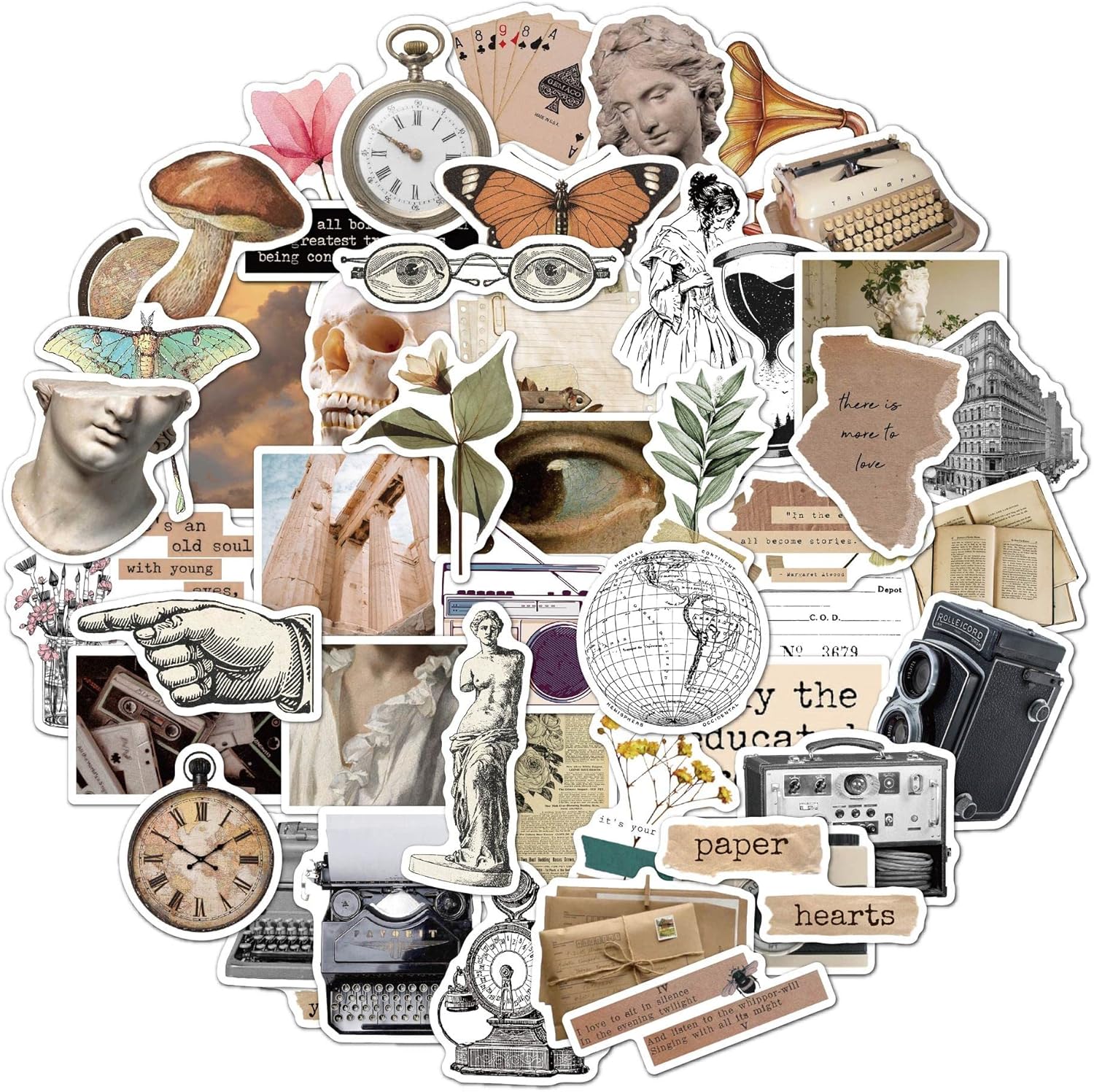 50pcs Scrapbook Stickers Set, Personalized Retro Design Scrapbooking ...