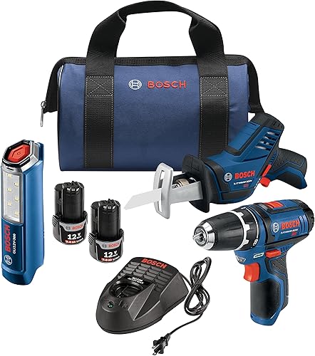 BOSCH Kit combinado de herramientas elĂ©ctricas GXL12V-310B22 - Juego de 3 herramientas de 12V Max con taladro de 38 pulgadas sierra recĂproca de BOSCH Kit combinado de herramientas elĂ©ctricas GXL12V-310B22 - Juego de 3 herramientas de 12V Max con taladro de 38 pulgadas sierra recĂproca de