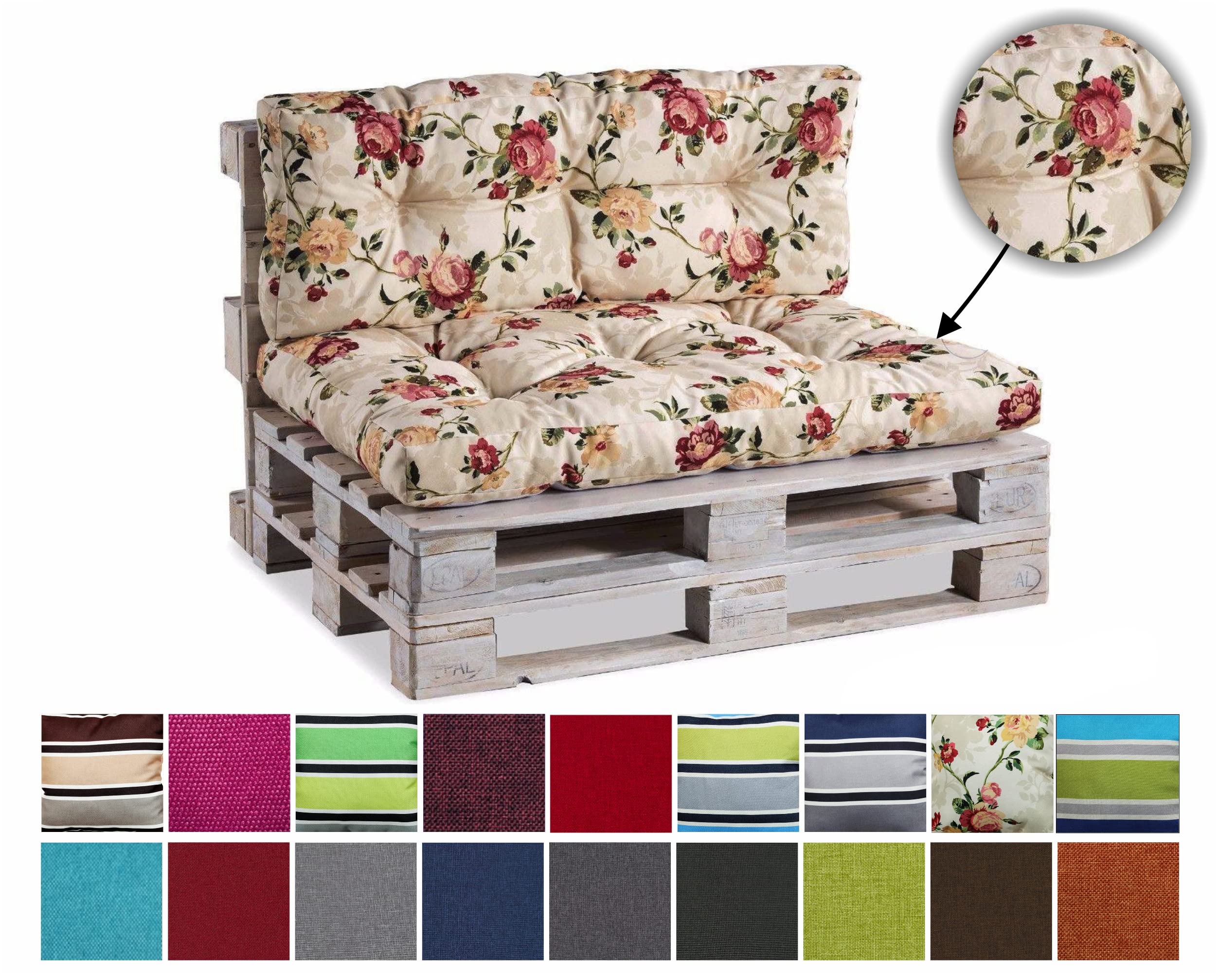 Set Cuscini Per Pallet Da Giardino: Cuscino Seduta 120x80 Cm + Schienale 120x40 Cm, Imbottiti Con Schiuma Granulare, Resistenti Agli Agenti Atmosferici, Colore Nero