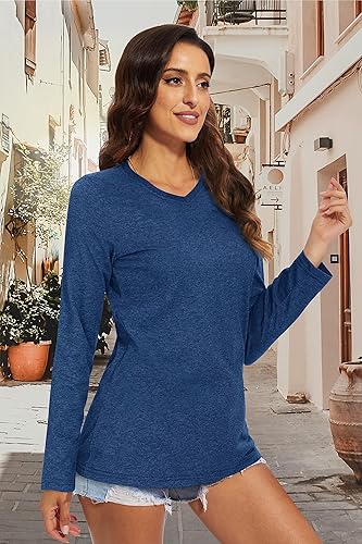 Miniatura 3 de TACVASEN Long Sleeve Shirts for Womens Casual Tops V-Neck Shirts Soft Tee Shirts V Neck T Shirts Cotton Tops