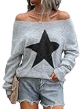 Women's Off The Shoulder Sweaters Cute Fall Tunic Tops Knitted Pullover Sweater