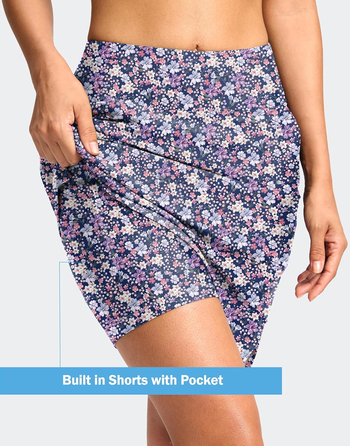 Viodia Women's 20" Long Swim Skirt Skort High Waisted Modest Bathing Suit Swimsuit Bottoms Beach Tankini Bikini with Skirt - Image 5