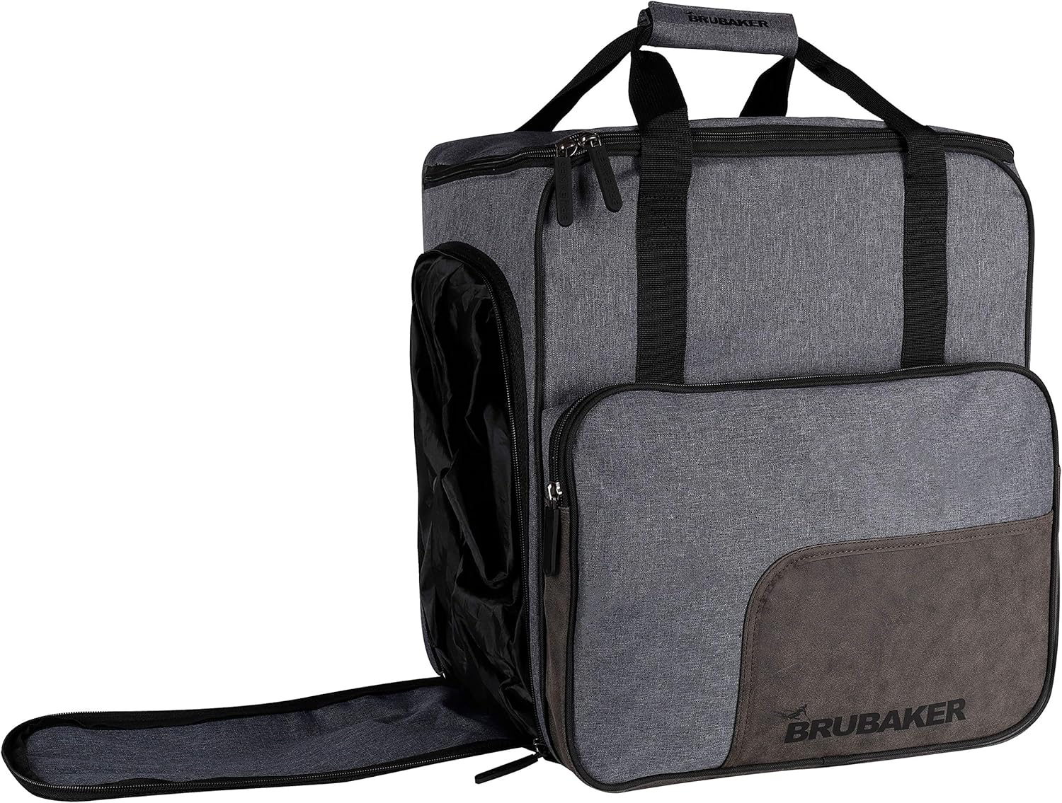 BRUBAKER Super Performance Ski Boot Bag Helmet Bag Backpack with Shoe Compartment - Grey Black
