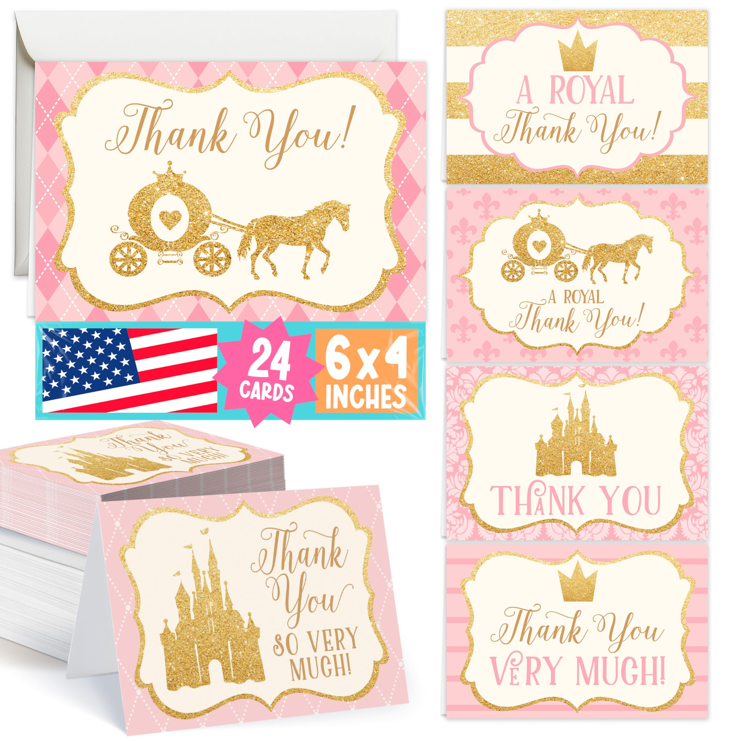 Amazon.com : Hadley Designs 24 Princess Thank You Cards With