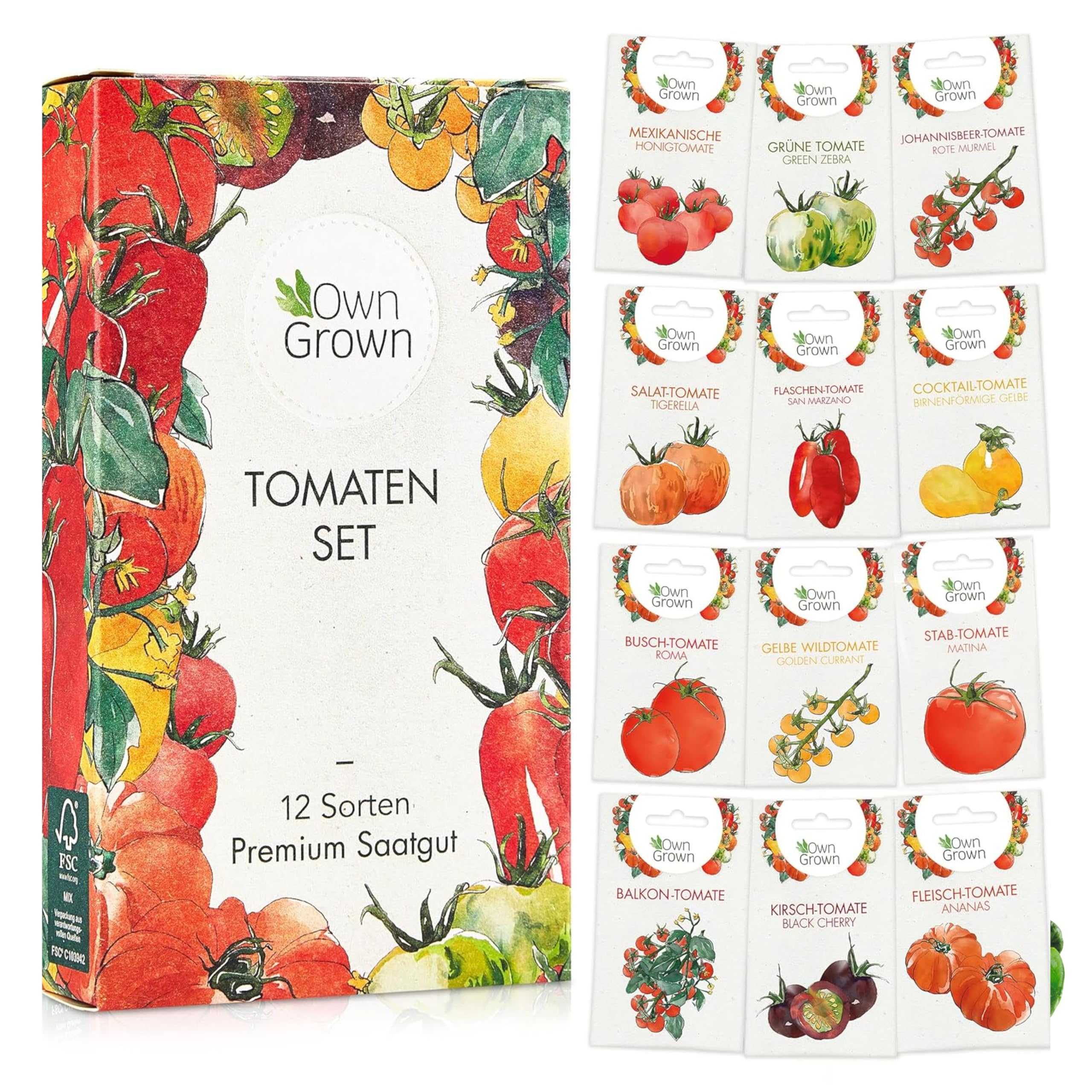 Tomaten Samen Set : 12 Sorten Tomatensamen für Garten und Balkon – Tomaten Anzuchtset – Tomatensamen Alte Sorten – Garten Geschenk Set – Alte Tomatensorten OwnGrown