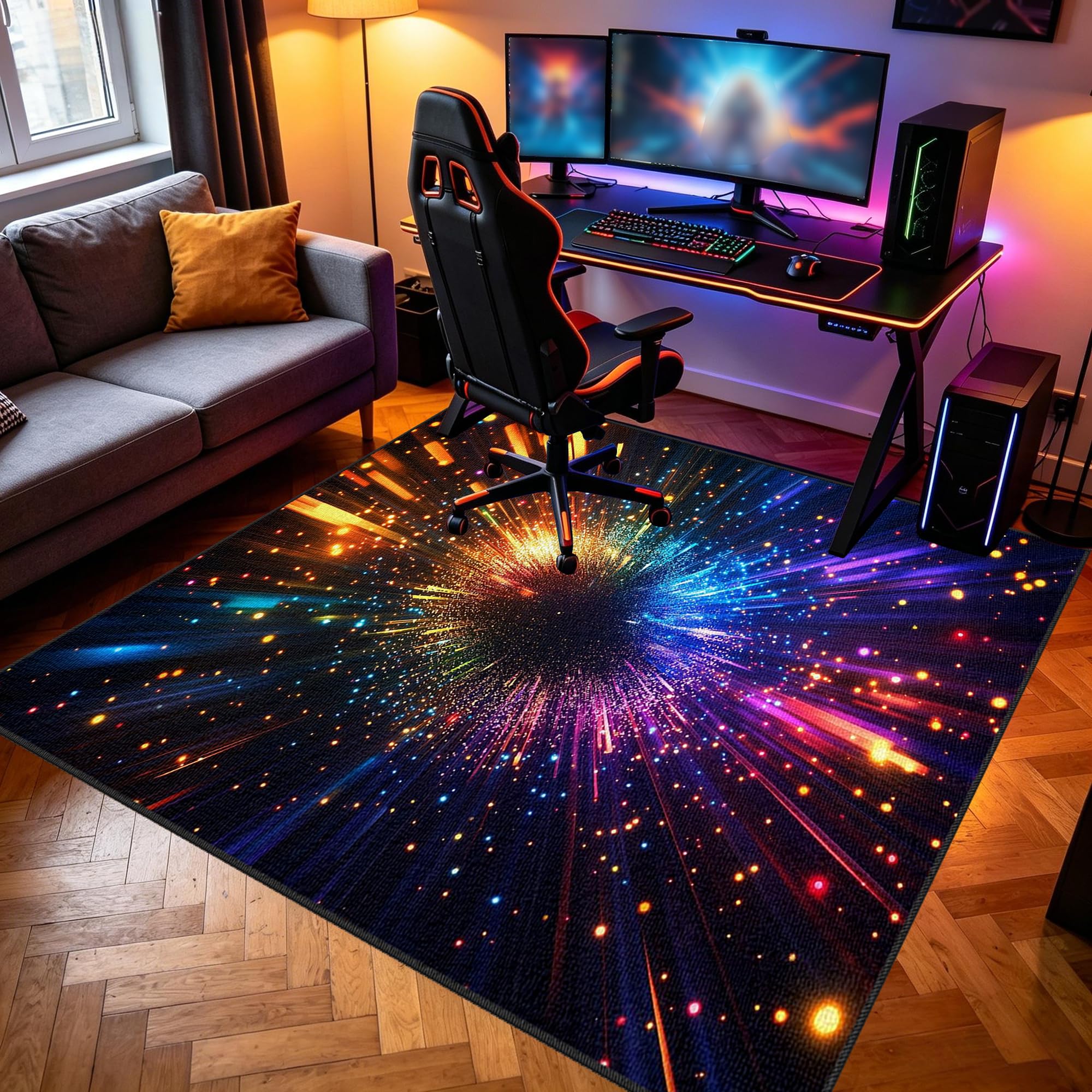 Tapis de gamer pour salon et chambre ado coloré antidérapant grand format 200x290cm