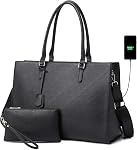 Laptop Bag for Women 17 inch Casual Work Bags for Women with USB Charging Port Laptop Tote Bag for Women with Clutch Purse