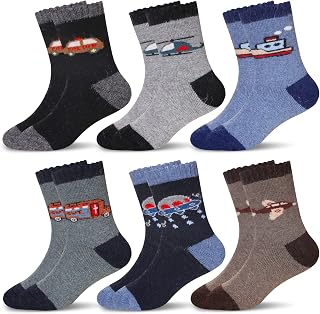 Kids Wool Socks For Boys Girls Warm Hiking Thermal Winter Cozy Soft Thick Toddlers Crew Boot Socks 6 Pairs