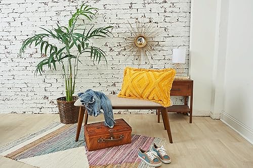 Miniatura 4 de carol & frank Link Ochre - Almohada tejida de 14 x 22 pulgadas, color amarillo