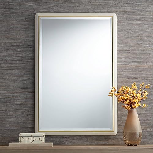 Rodgers - Espejo de pared rectangular dorado beige mate de 28 x 42 pulgadas