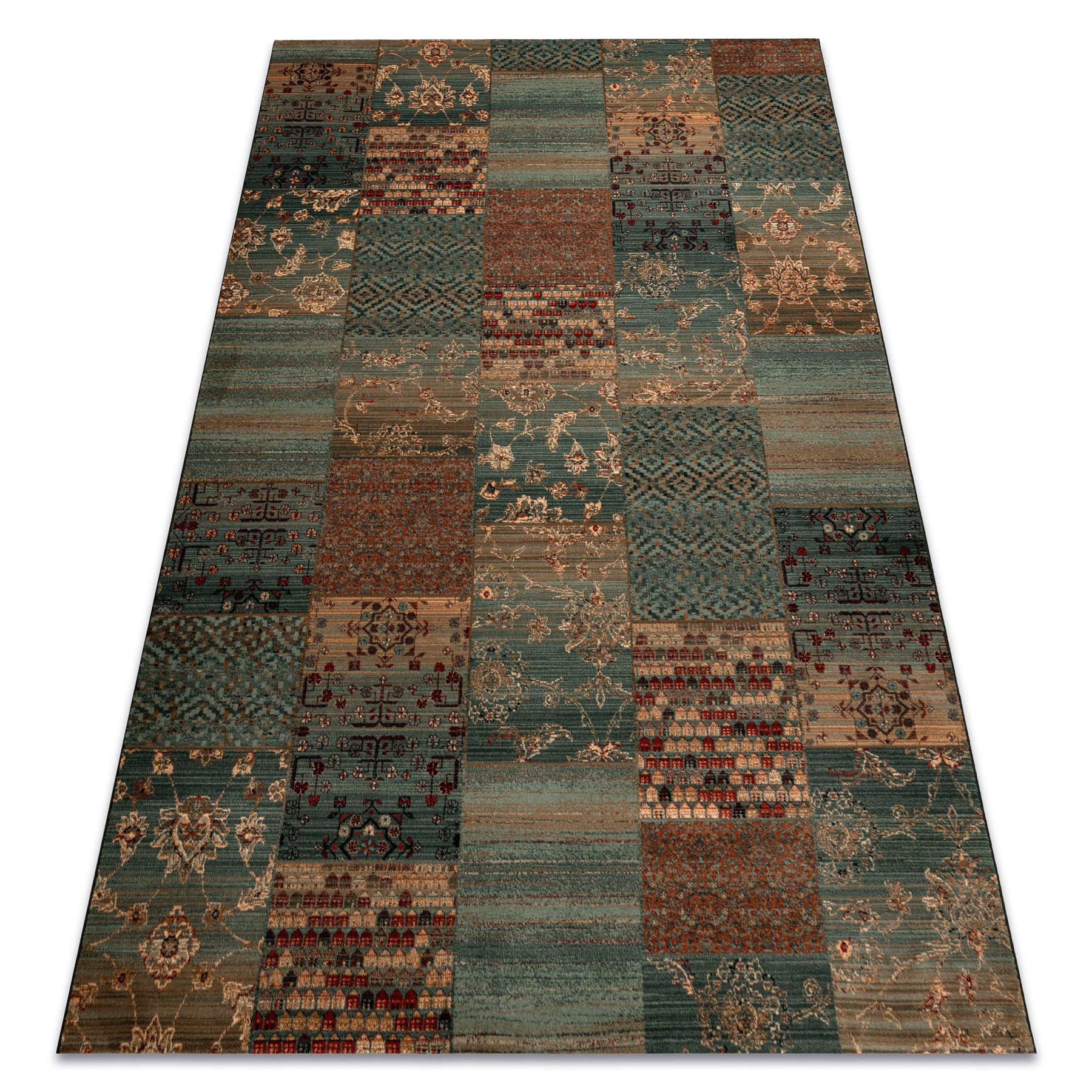 Tapis en laine 80x160 cm vert KASHQAI 4327 400 rugsx patchwork