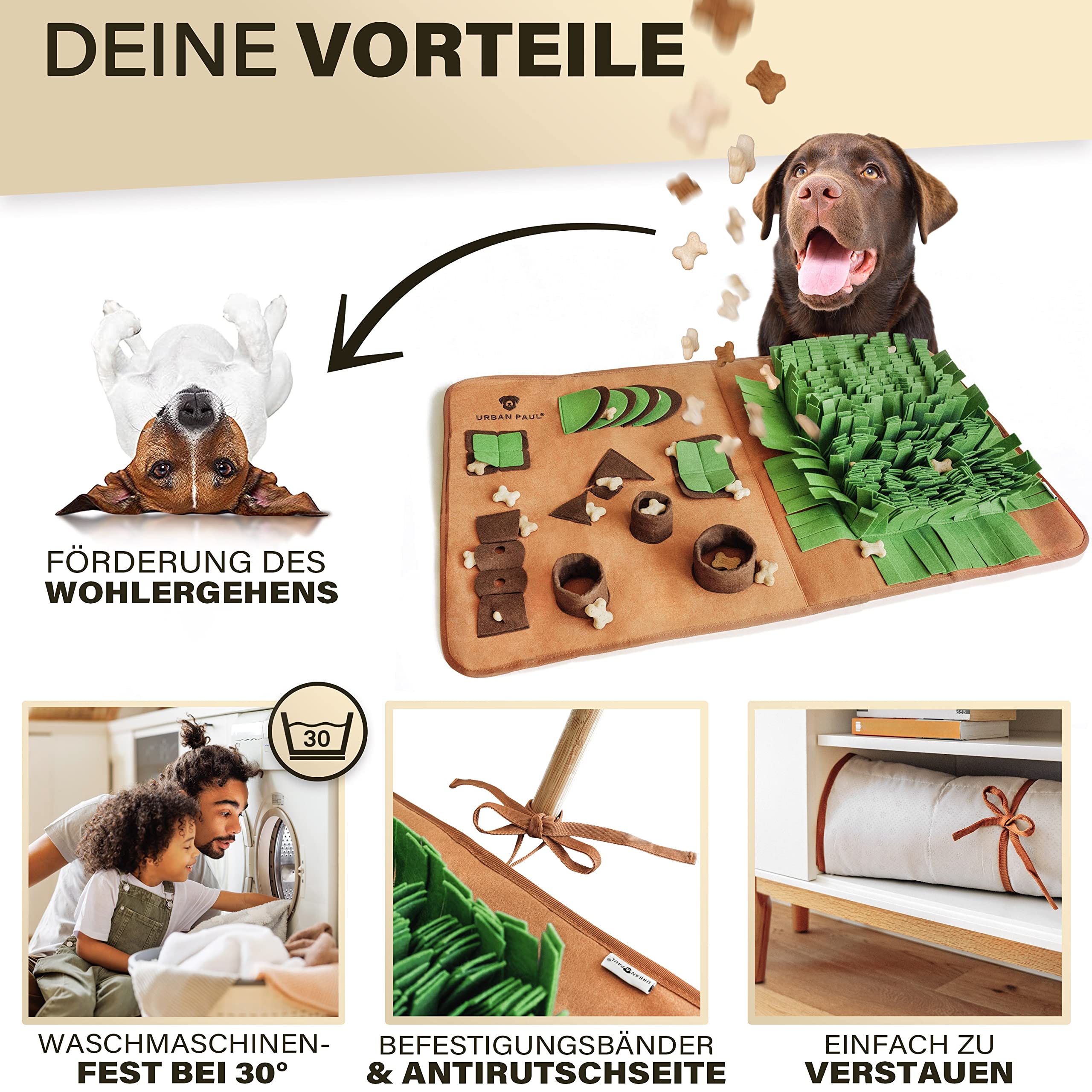 Schnüffelteppich Hund - XXL Schnüffelmatte für große Hunde | Extra großes Intelligenzspielzeug - extrem widerstandsfähig und waschbar - Vielseitiges Schnüffelspielzeug