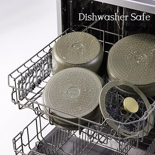 Miniatura 5 de CAROTE - Juego de 9 utensilios de cocina de cerámica con mangos desmontables, juego de ollas y sartenes antiadherentes, olla y sartén de cocina de