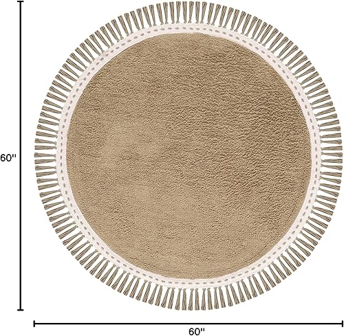 Miniatura 6 de SAFAVIEH Easy Care Collection - Alfombra redonda de 6 pies, color verde y marfil, borla de borde hecha a mano, lavable a máquina, ideal para zonas