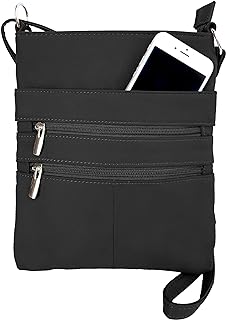Roma Leathers Cross Body Purse - Premium Quality Leather - Designed in USA, Black