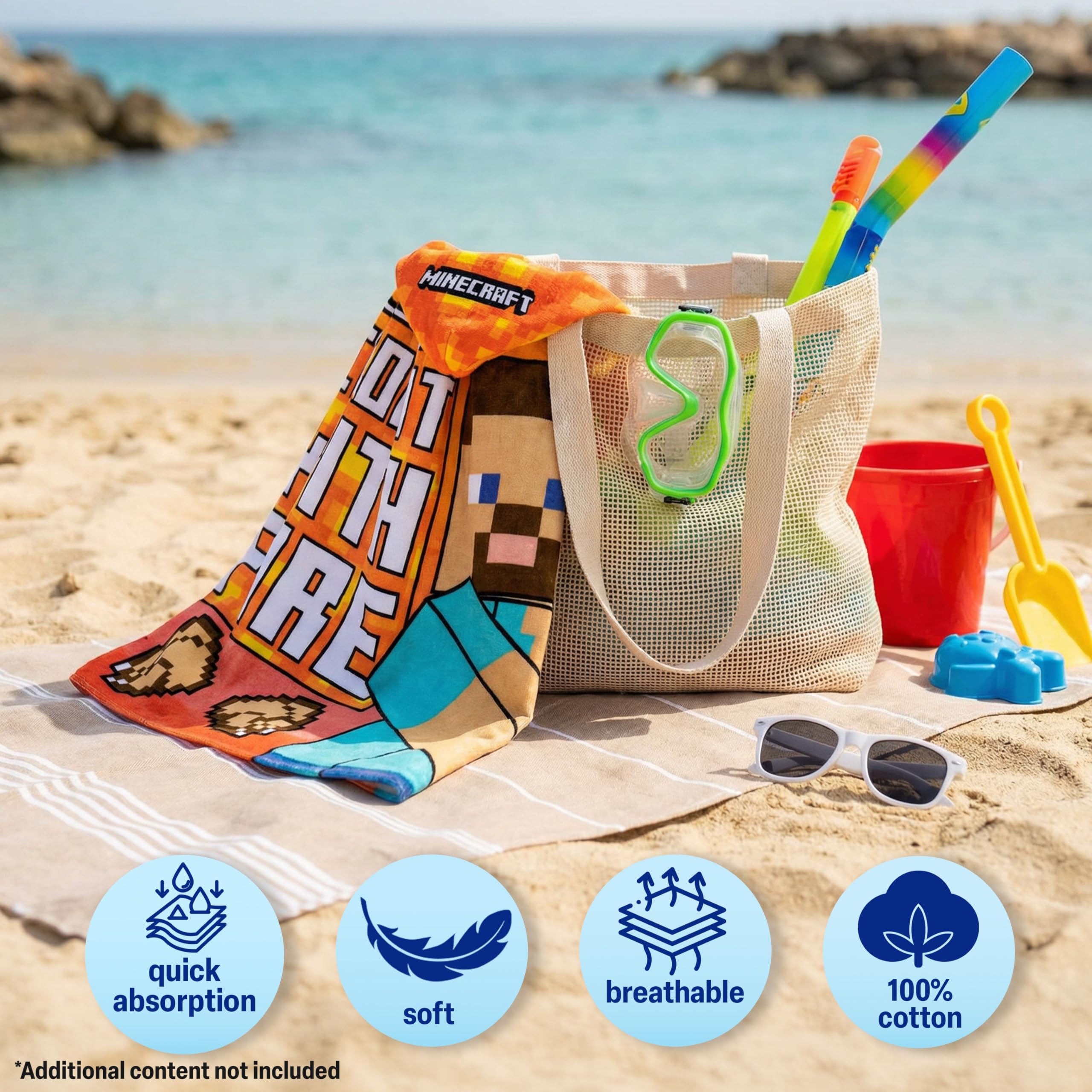 Amazon.co.jp: Get Trend Minecraft タオルビーチ、タオルポンチョ