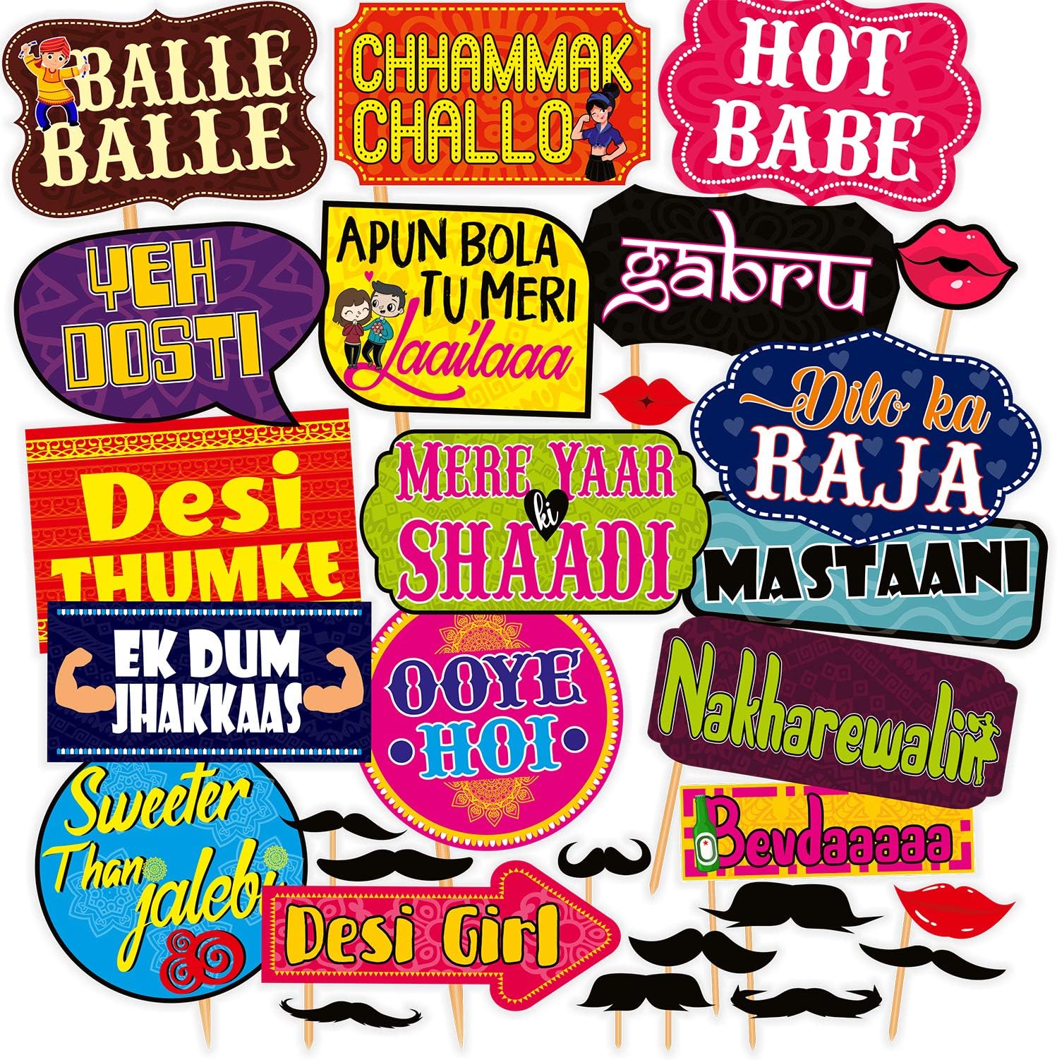 SYGA Set of 29 Funny Wedding Family Party Photo Booth Props Craft Item