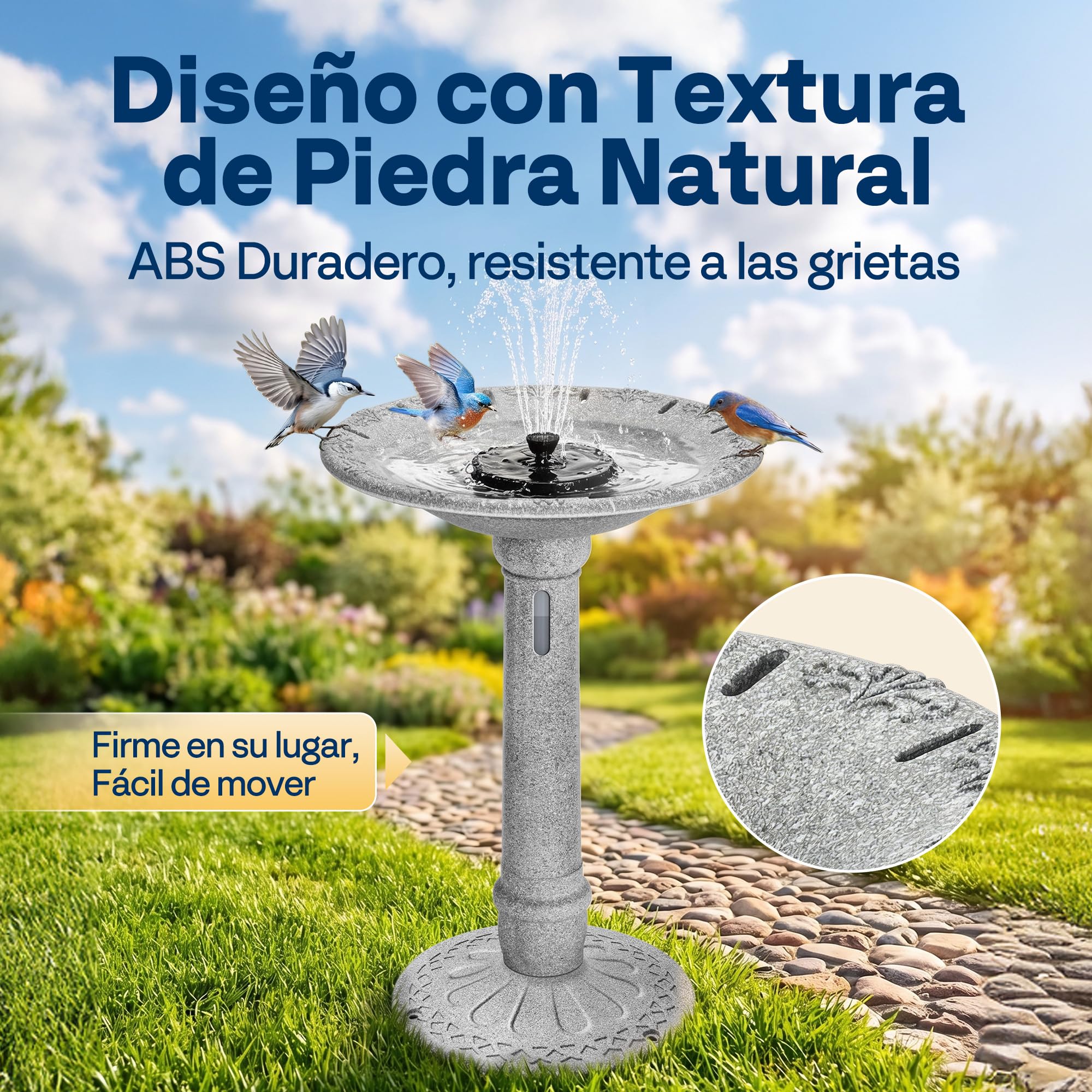 VIVOHOME ⌀51cm Baño para Pájaros de Jardín al Aire Libre, 4,5L Depósito | ABS Resistente a la Intemperie para Jardín, Patio Trasero o Balcón. Fabricado en ABS resistente a la intemperie.