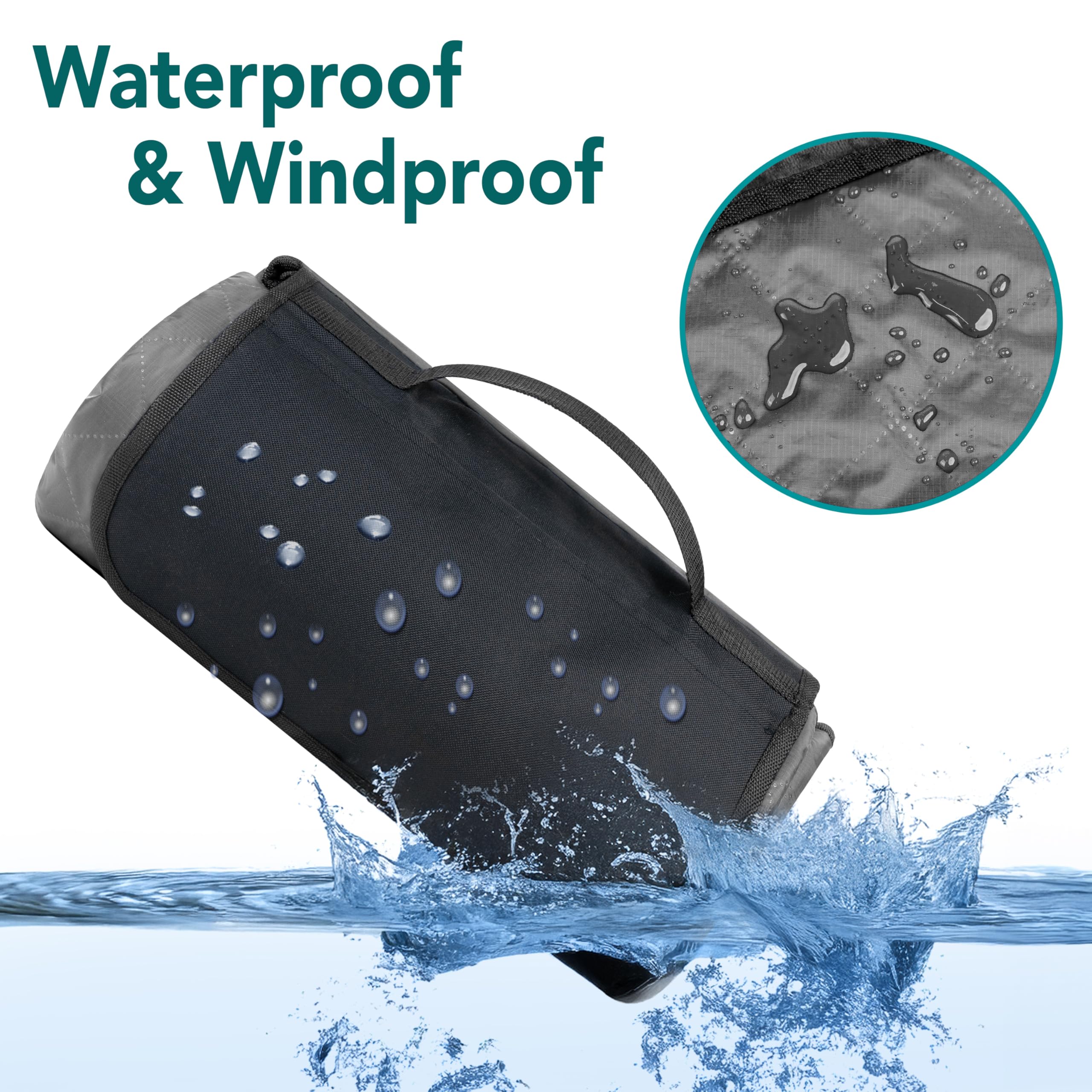 SUN CUBE Große wasserdichte Campingdecke, gesteppte Fleece-Stadiondecke für kaltes Wetter, winddicht, faltbar, Outdoor-Decke, Matte für Picknick, Strand, Haustiere, Auto, 152,4 x 203,2 cm