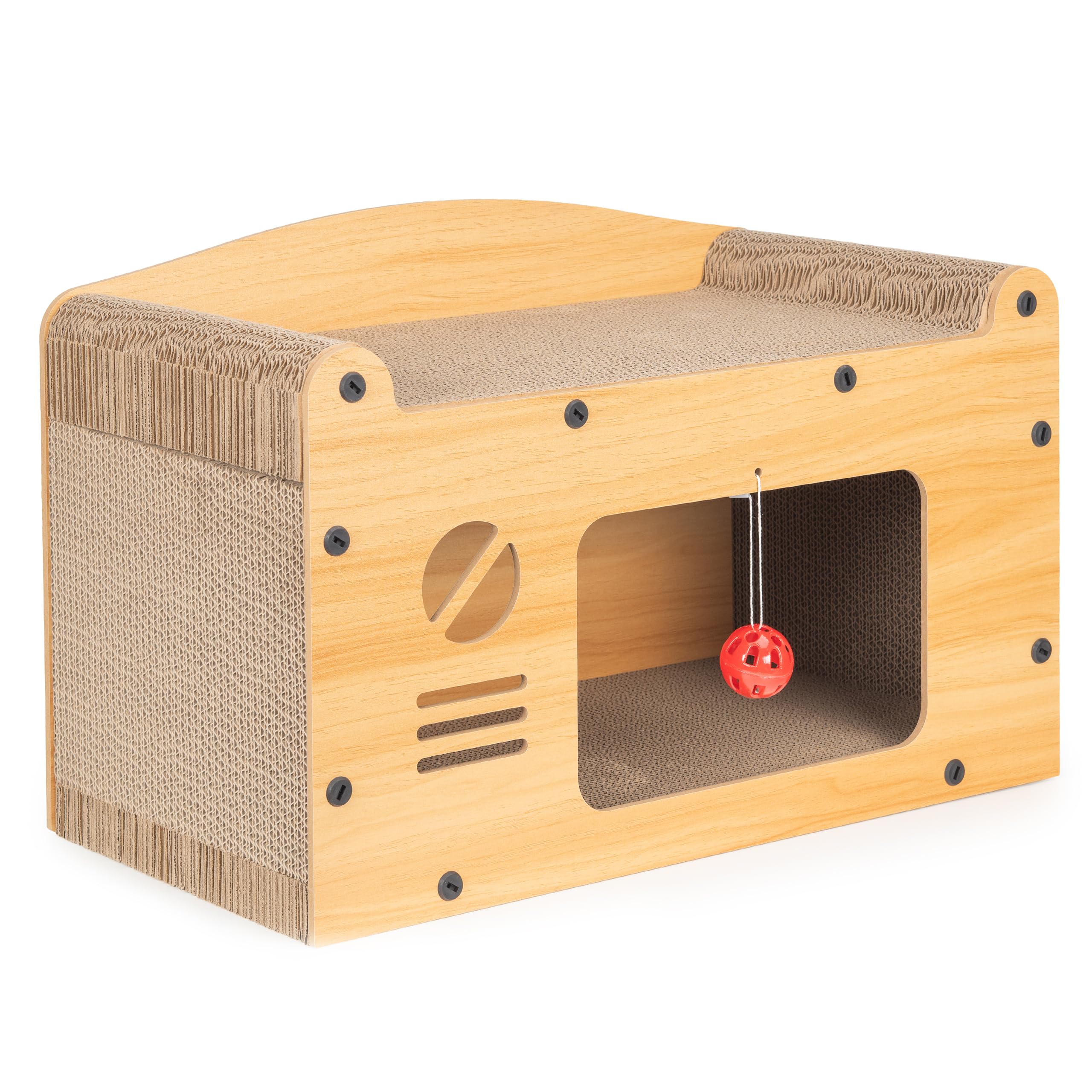 COIL Kratztonne, Katzenhöhle, Katzenkratzbaum, Katzenbett, Katzenliege, Umweltfreundliches Bett, Kratzpappe, MDF, (Höhe: 29 cm)