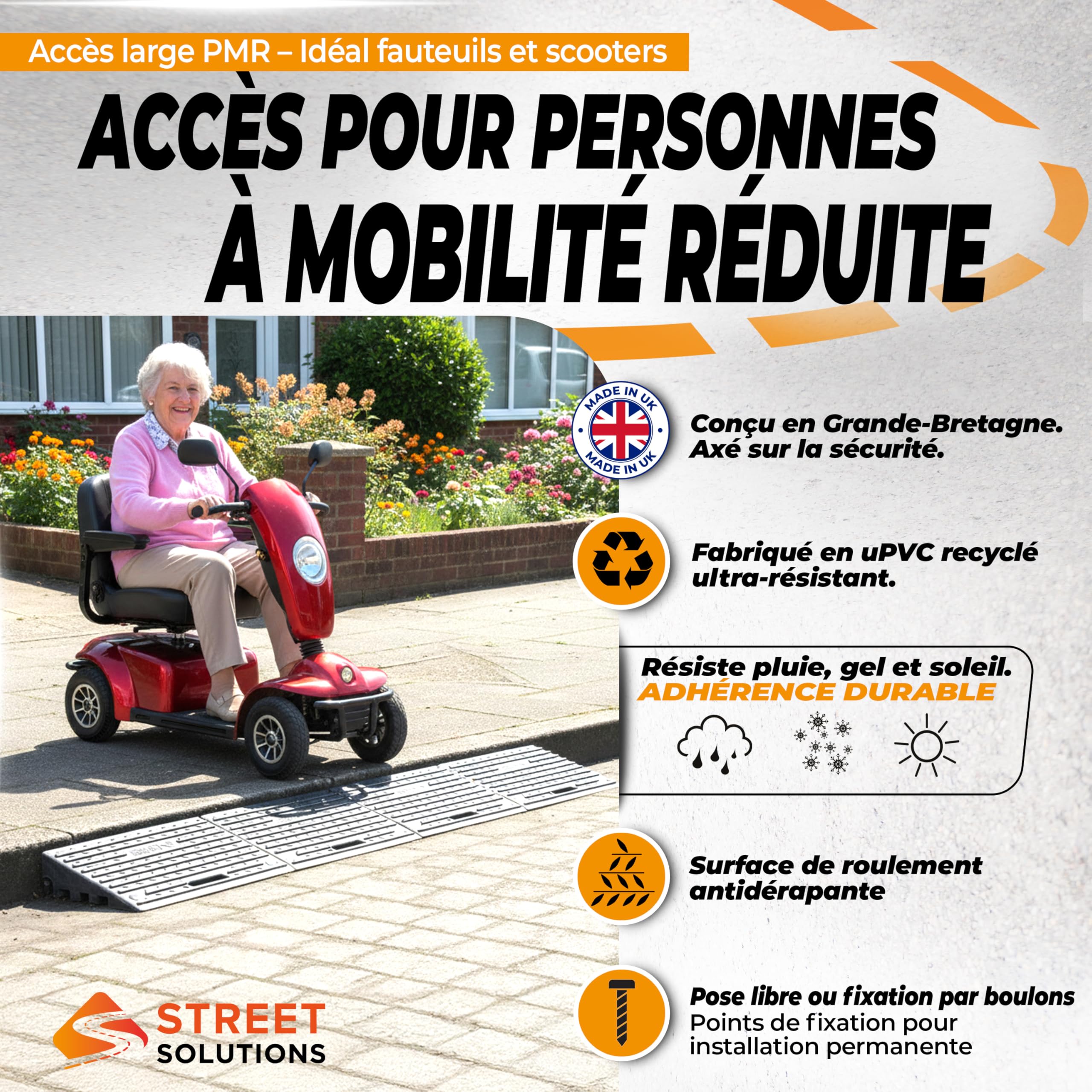 Street Solutions UK Rampe de Trottoir pour Voiture et Fauteuil Roulant – 10 cm Rampe Daccès de Seuil en Caoutchouc Antidérapante