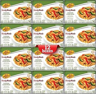 KJ Poultry Kosher Ready Meals - Chicken Chow Mein, MRE Meat Meals Ready to Eat, Gluten Free, Halal, (12 Pack) Prepared Entree Fully Cooked, Shelf Stable Microwave Dinner Travel Military Camping