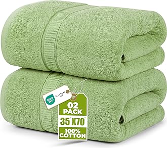 Utopia Towels Luxurious Jumbo Bath Sheet 2 Piece, 600 GSM, 35 by 70 Inches, 100% Ring Spun Cotton, Highly Absorbent and Quick Dry Extra Large Bath Towel, Super Soft Towel, Sage Green