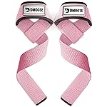 DMoose Fitness Lifting Straps 24 (Pair) - 5mm Padded Wrist Straps for Weightlifting & Powerlifting - Cotton Lifting Strap with Silicone Grip for Men & Women - Deadlift Strap for Gym (Pink Silicone)