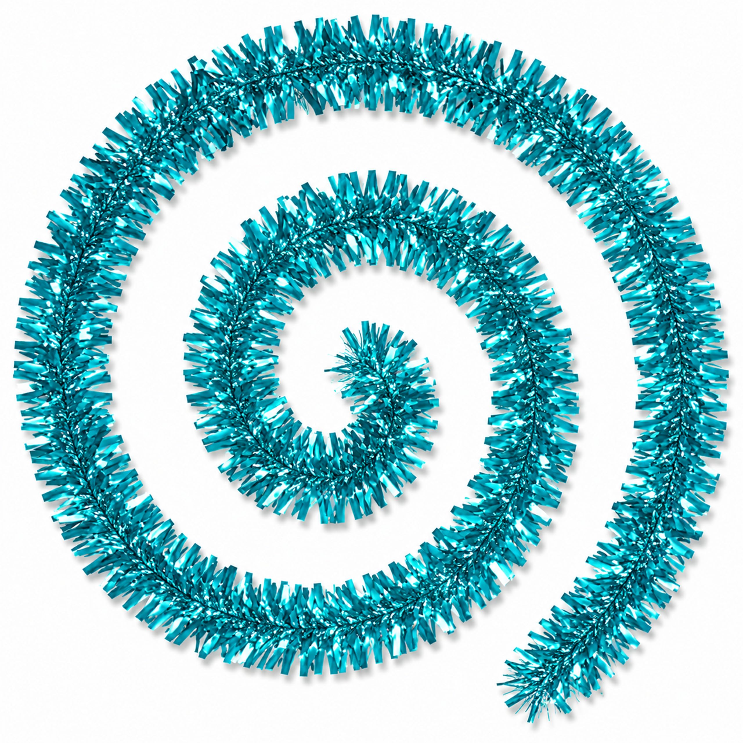2 Pcs Chunky Christmas Tinsel Garland 2m Aqua Blue Xmas Decoration | 10 cm Thick Shiny Tinsel for Christmas Trees, Staircases, Banisters, Mantels, Fireplaces, Wall Hanging and Indoor Party Décor