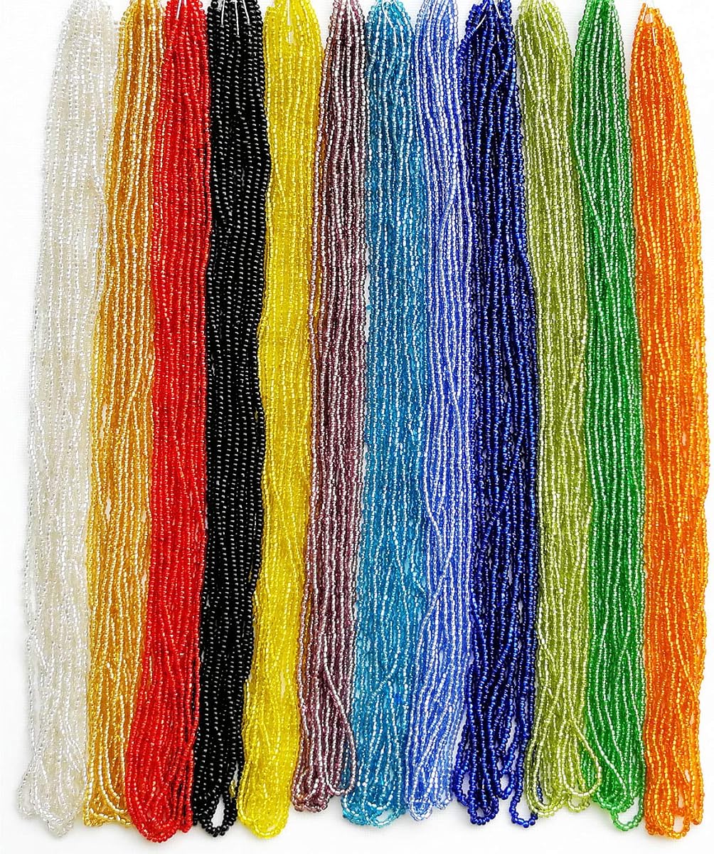 11/0 Glass Seed Beads 1 Hank 3 Meters (12 String Hanks,Total 12 Colors) Glass Silver Lined