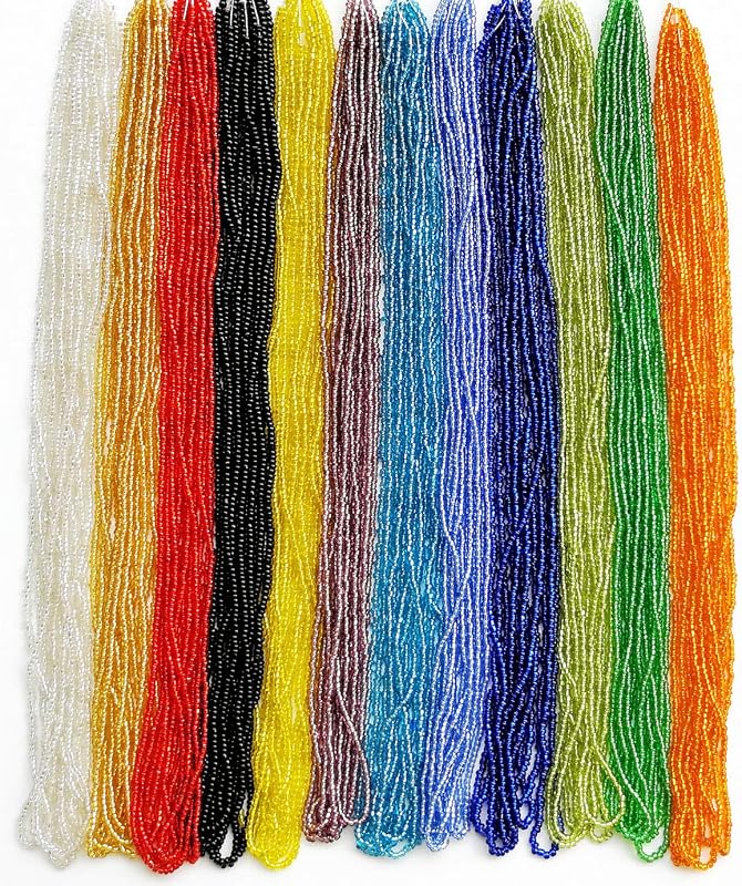 11/0 Glass Seed Beads 1 Hank 3 Meters (12 String Hanks,Total 12 Colors) Glass Silver Lined
