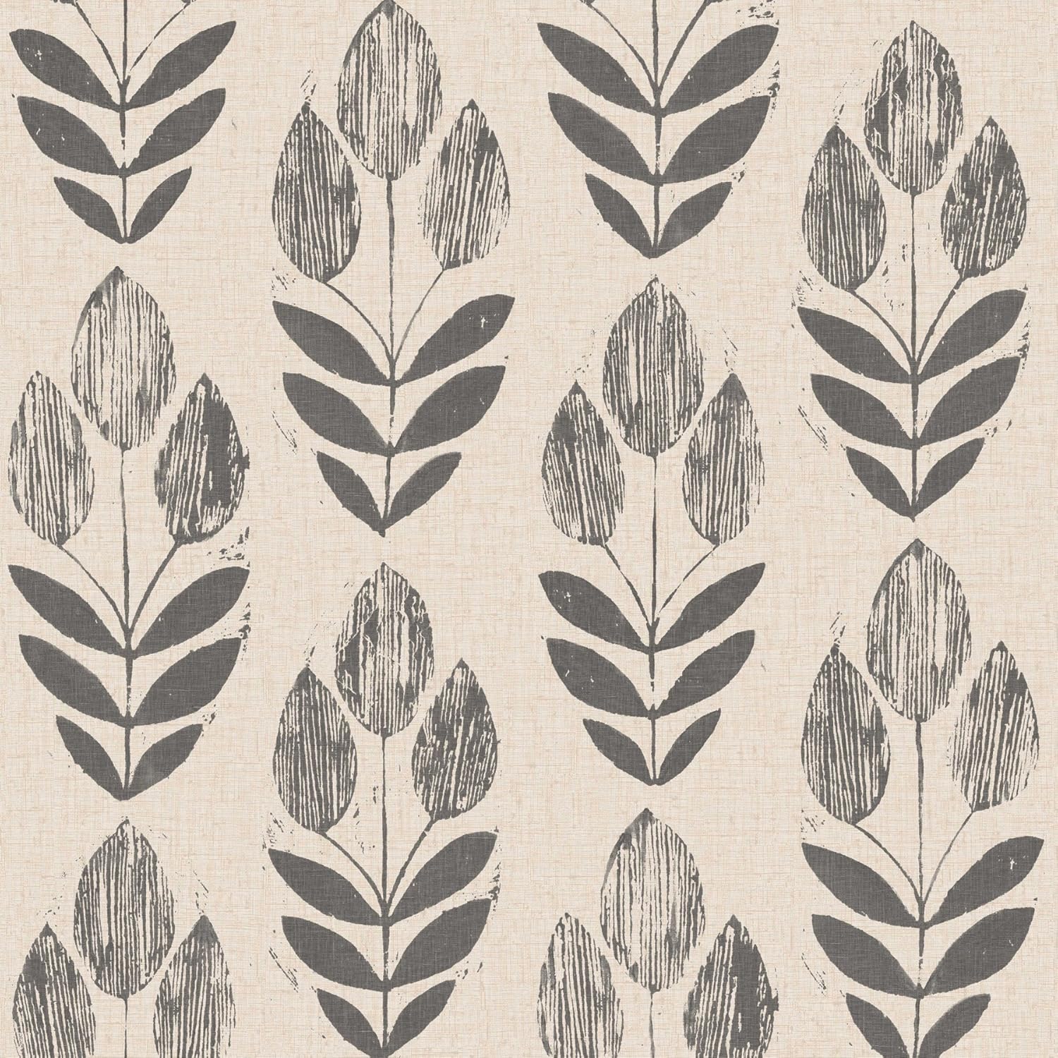 NuWallpaper NU2459 Folk Tulip Peel & Stick Wallpaper, Neutral Neutral Wallpaper