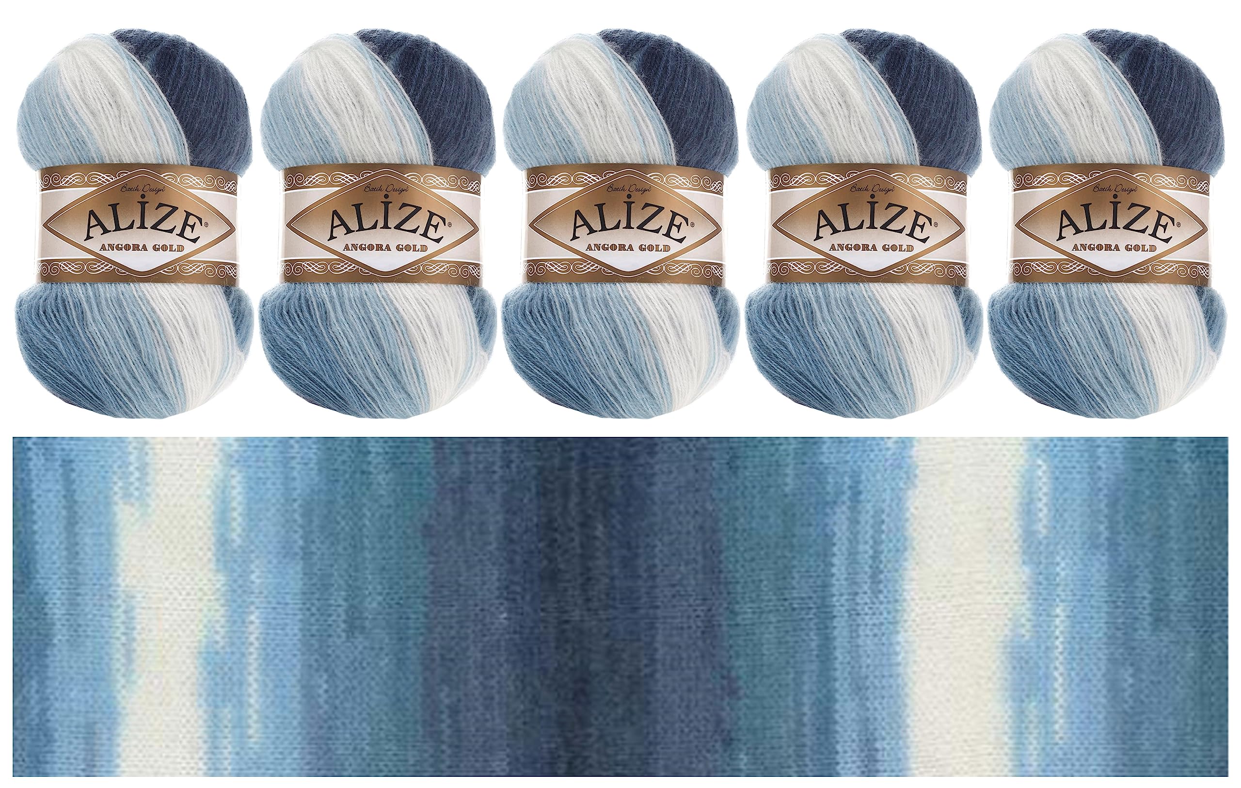 Alize Angora Gold Batik Wool, 5 x 100g, 20% Wool - 80% Acrylic, Batik Yarn, Premium Wool Hand Knitting Yarn Crochet Knitting Multicoloured Yarn Gradient Yarn Multicoloured Wool Gradient Wool (1899)