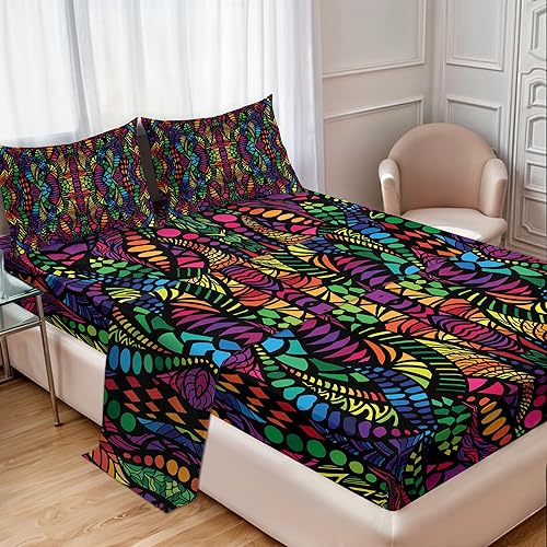 Miniatura 9 de Lunarable Sábana encimera oriental, diseño de kimono japonés floreciente floral, montaje Edo Culture Land of The Rising Sun, suave y cómoda, sábana