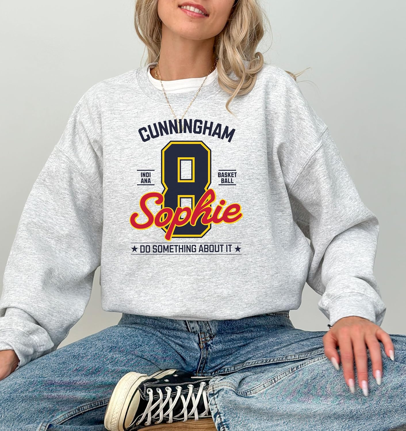 Sophie Cunningham #8 Sweatshirt | Indiana Hoops Fan Gift | Unisex Vintage Gameday Crewneck | Womens Pro Basketball Apparel
