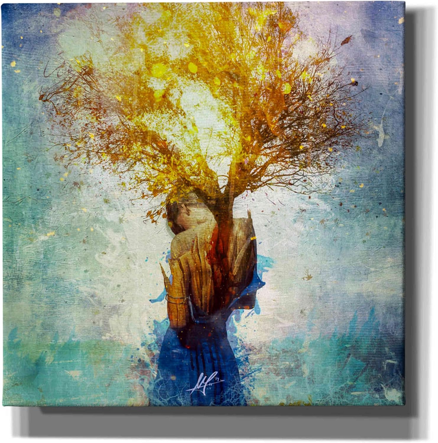 Epic Graffiti ' Forgiveness' by Mario Sanchez Nevado Canvas Wall Art, 12" x 12", Yellow