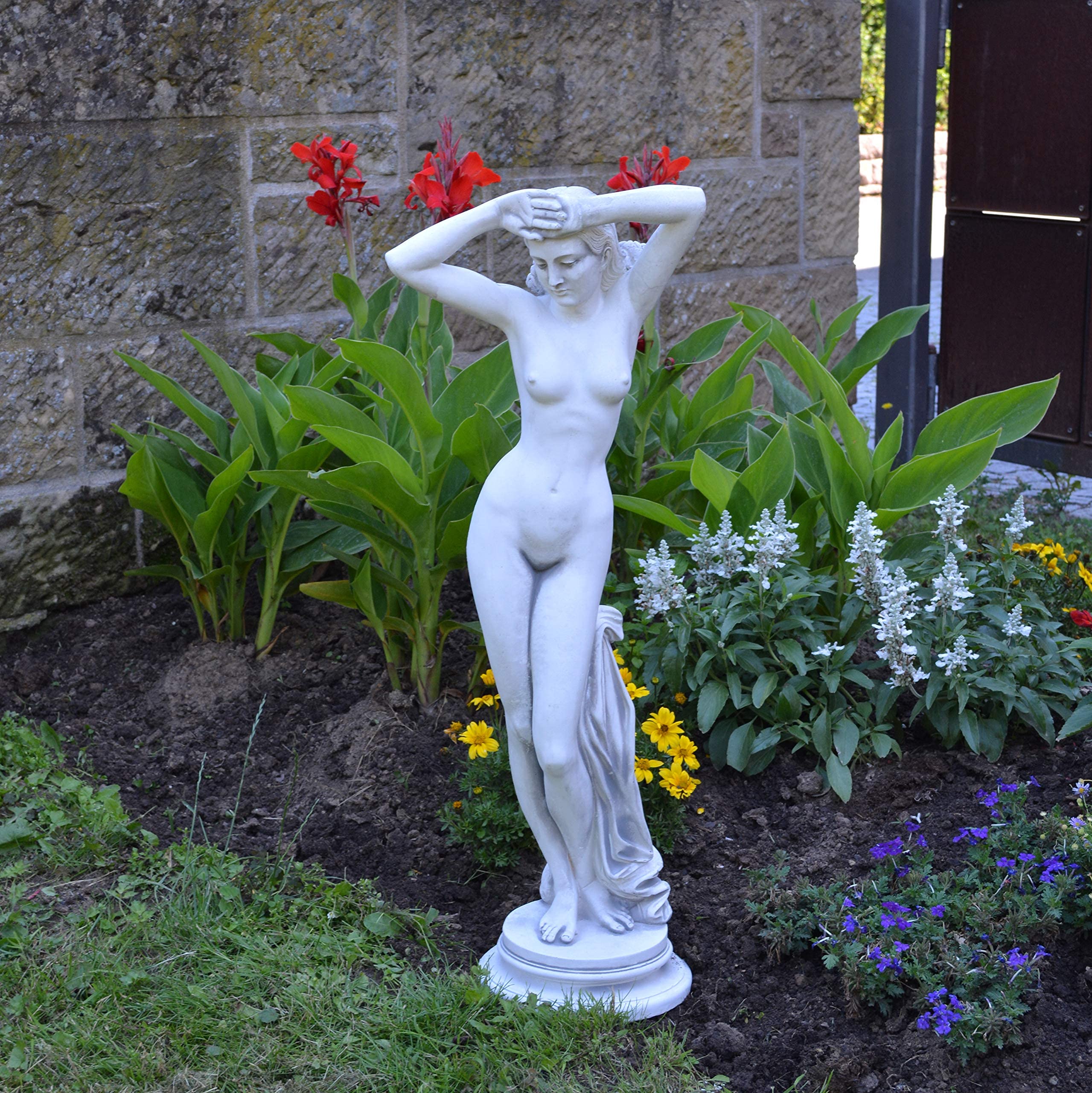 gartendekoparadies.de Statue der Erotischen Venus, Steinfigur aus Steinguss, Grau, Frostsicher für Außenbereich, H. 79 cm, 16 kg