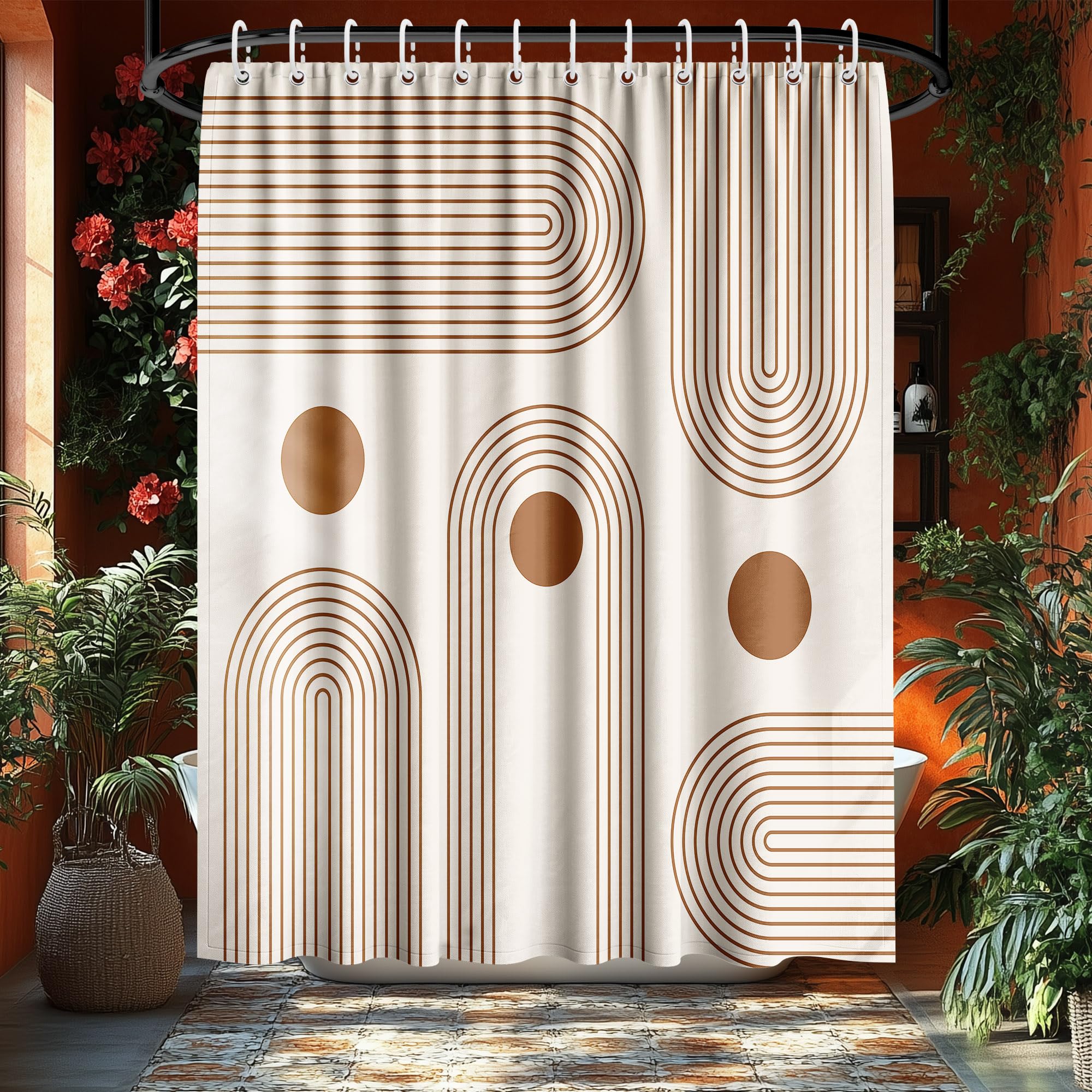 KAIRA Duschvorhang Vintage-Look – Wasserdicht, 183x183 Cm, Mit Farbspritzer-Design