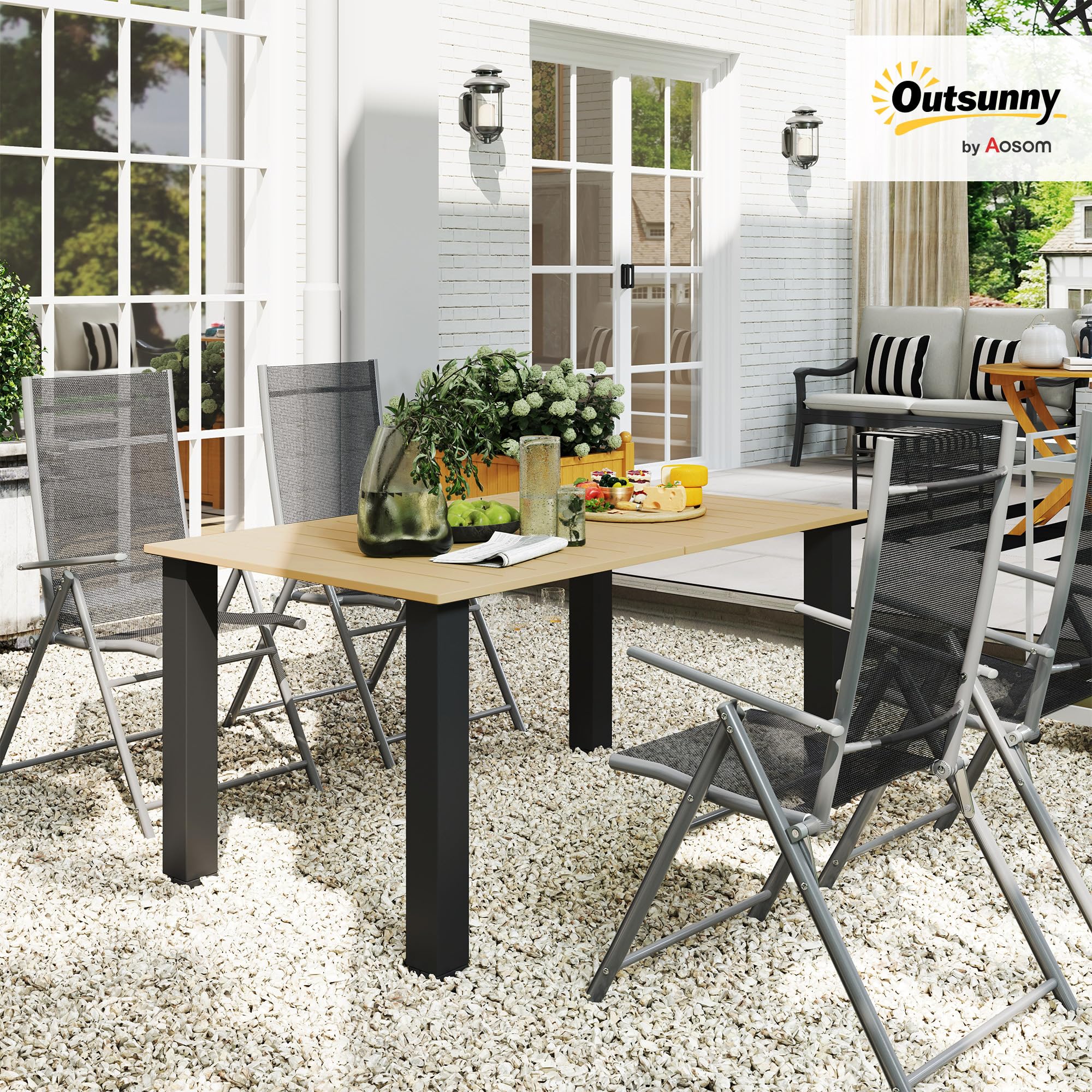 Patio Umbrella Outsunny Outdoor Garden Table Dining Table For